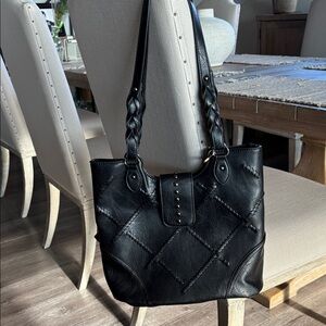 Black faux leather Purse with Studded Accents